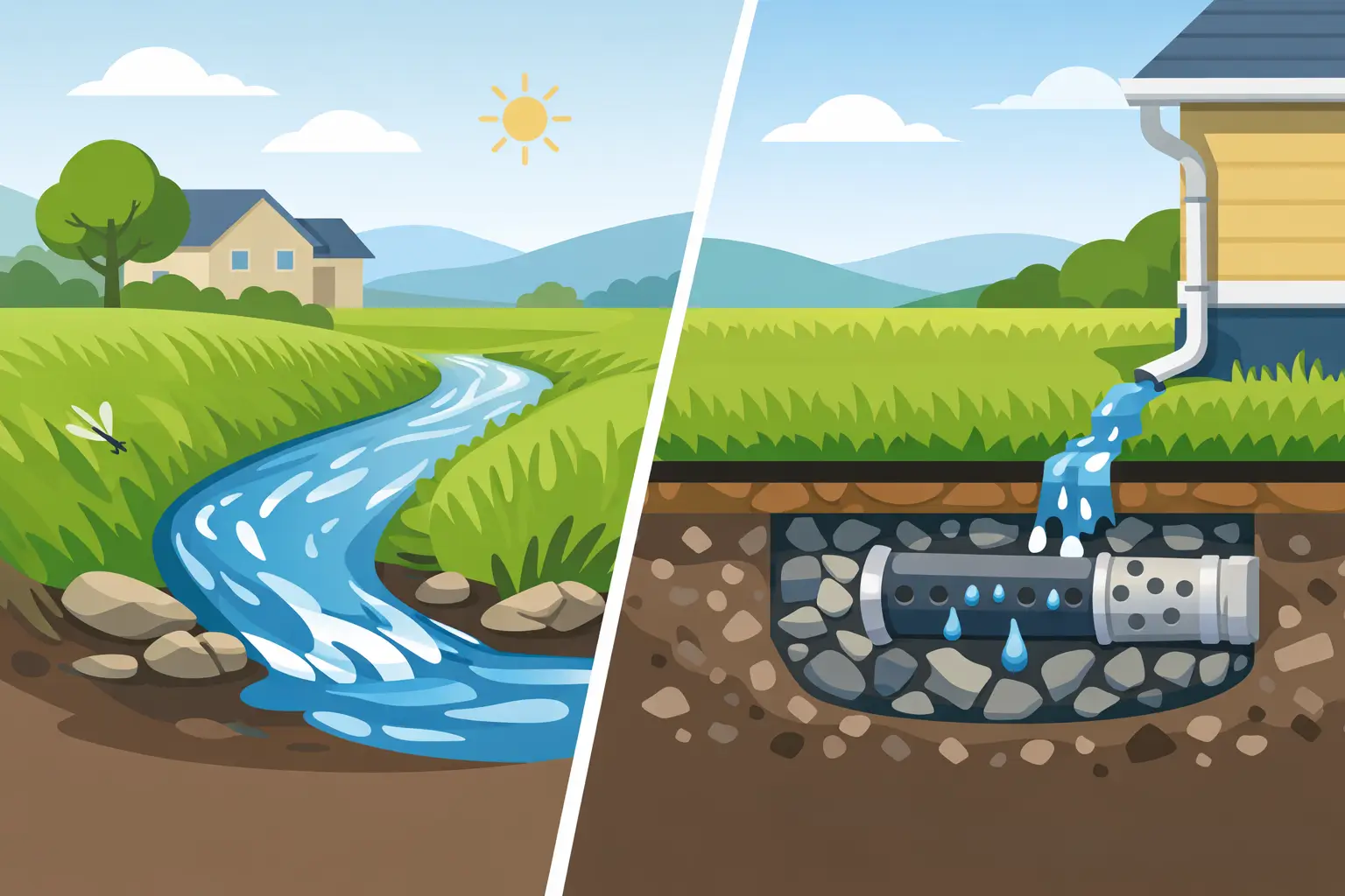 Drainage Swale vs French Drain: Which Is Best?