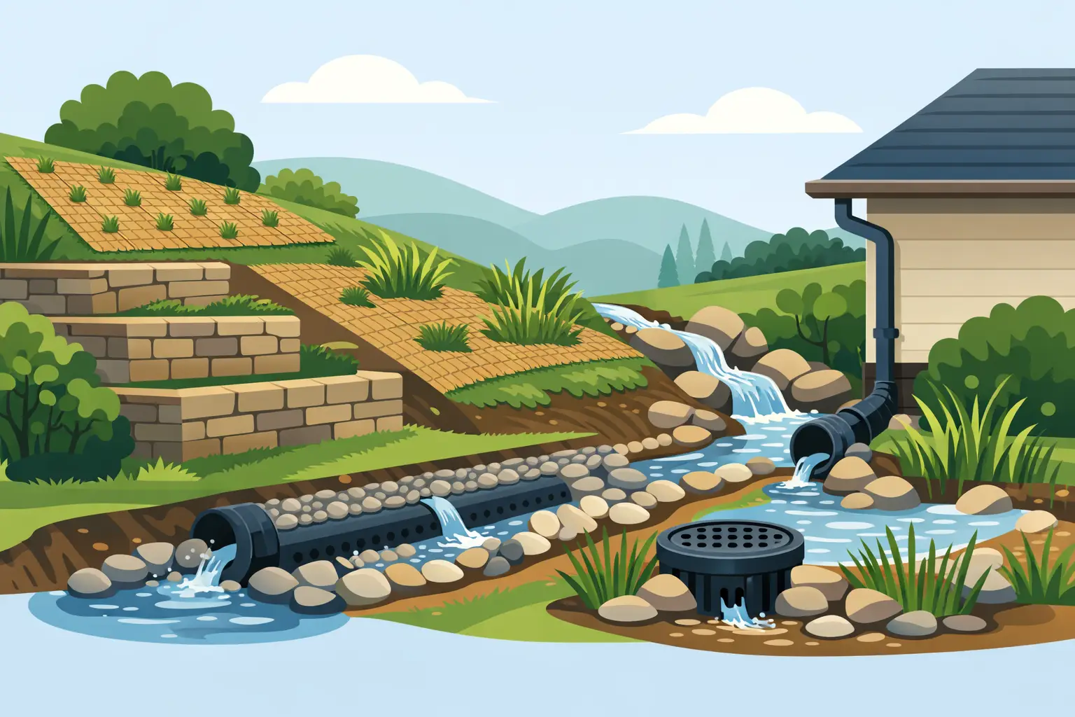 Erosion Control for Yard Slopes and Drainage